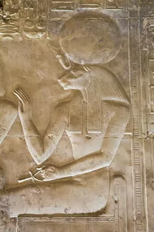 Monuments and landmarks Collection: Bas-relief of the Goddess Sekhmet, Temple of Seti I, Abydos, Egypt, North Africa, Africa