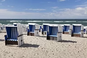 German Culture Collection: Beach chairs on the beach of Westerland, Sylt, North Frisian islands, Nordfriesland