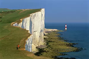 Related Images Postcard Collection: Beachy Head Lighthouse and chalk cliffs, Eastbourne, East Sussex, England, United Kingdom, Europe