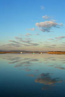 Chichester Metal Print Collection: Boats moored at East Head, West Wittering, near Chichester, West Sussex