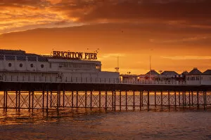 Brighton Collection: Brighton Pier at sunrise, Brighton, East Sussex, Sussex, England, United Kingdom, Europe