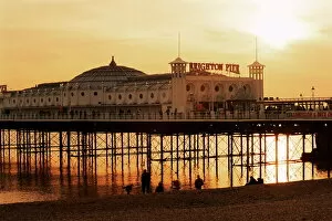 Related Images Pillow Collection: Brighton Pier at sunset, Brighton, East Sussex, England, United Kingdom, Europe
