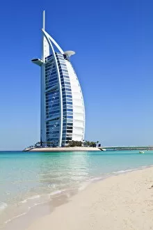 International Landmarks Collection: Burj Al Arab Hotel, Jumeirah Beach, Dubai, United Arab Emirates, Middle East
