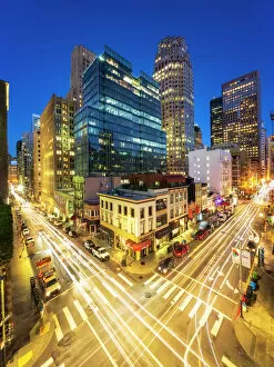 Signs Jigsaw Puzzle Collection: Busy Pine and Kearny Street at night, San Francisco Financial District, California