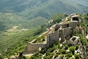 Defense Collection: Chateau de Peyrepertuse, a Cathar castle, Languedoc, France, Europe