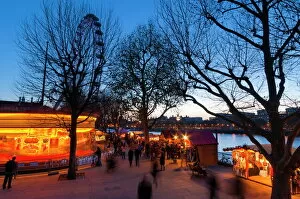 London Eye Photo Mug Collection: Christmas Market, The Southbank, London, England, United Kingdom, Europe