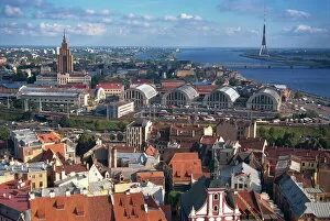 Latvia Photo Mug Collection: City skyline, including the TV Tower, Riga, Latvia, Baltic States, Europe