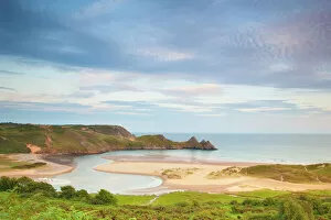 Related Images Pillow Collection: Three Cliffs Bay, Gower, South Wales, Wales, United Kingdom, Europe