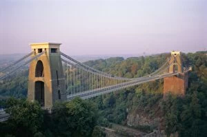 Bridges Pillow Collection: Clifton Suspension Bridge, built by Brunel, Bristol, Avon, England, United Kingdom (U