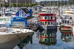 Typically Canadian Collection: Colourful boats in Vancouver Harbour near the Convention Centre, Vancouver, British Columbia