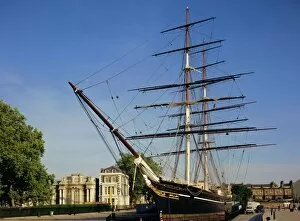 Cloudless Collection: The Cutty Sark, an old Tea Clipper, Greenwich, London, England, UK