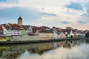 Rivers Framed Print Collection: Danube River and skyline of Regensburg, UNESCO World Heritage Site, Bavaria, Germany