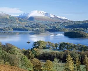 Lakes Canvas Print Collection: Derwent Water, with Blencathra behind, Lake District, Cumbria, England