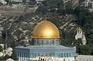 Temples Canvas Print Collection: The Dome of the Rock and Mount of Olives, Jerusalem, Israel, Middle East