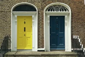 Georgia Collection: Two doorways with painted doors on Bride Street in Dublin