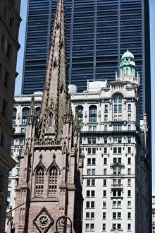 City walls history Collection: Episcopal syle Trinity Church, Gothic revival built in 1846, Wall Street