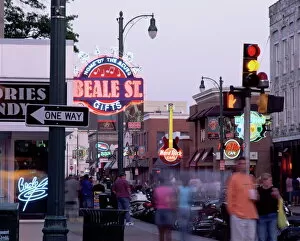 Signs Metal Print Collection: The famous Beale Street at night