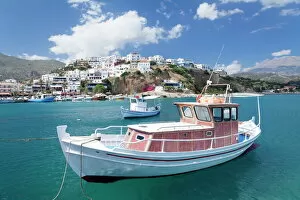 Greek Islands Collection: Fishing boat, harbour, Agia Galini, South Coast, Crete, Greek Islands, Greece, Europe