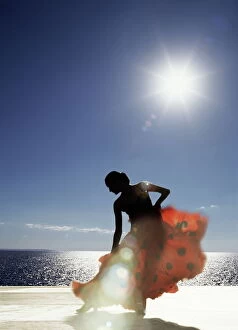 Dance Premium Framed Print Collection: Flamenco dancing by sea in full sunlight, Ibiza, Spain, Europe