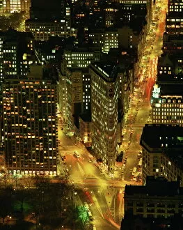 America Canvas Print Collection: The Flat Iron Building and Broadway illuminated at night, viewed from the Empire State Building