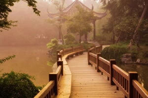 Winding Collection: Footpath and pavillon, West Lake, Hangzhou, Zhejiang Province, China, Asia