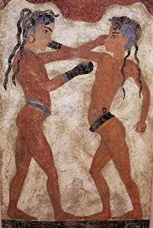 Ancient Greece Collection: Fresco of children boxing from Akrotiri