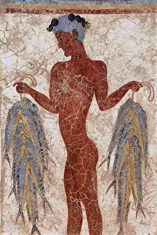 Ancient civilizations Collection: Fresco of a fisherman from Akrotiri