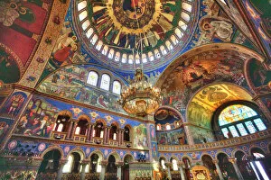 Columns Collection: Frescoes, Holy Trinity Cathedral, founded 1902, Sibiu, Transylvania Region, Romania