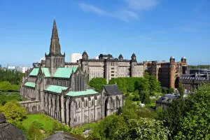 Glasgow Glass Place Mat Collection: Glasgow Cathedral and Royal Infirmary, Glasgow, Scotland, United Kingdom, Europe