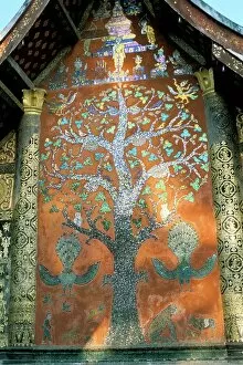 Luang Prabang  Collection: Glass mosaic of tree of life on wall of the 16th century Sim