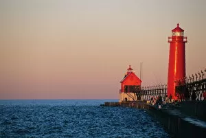 Lake Michigan Photo Mug Collection: Grand Haven Lighthouse on Lake Michigan