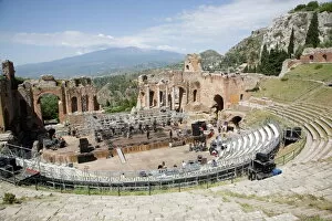 Southern Europe Collection: The Greek and Roman theatre, Taormina, Sicily, Italy, Europe