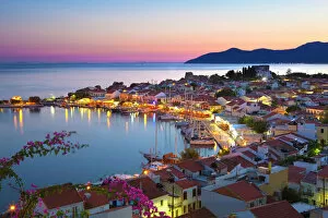 Greek history Canvas Print Collection: Harbour at dusk, Pythagorion, Samos, Aegean Islands, Greece