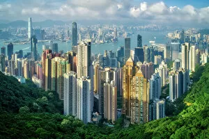 Related Images Premium Framed Print Collection: Hong Kong on a summer afternoon seen from Victoria Peak, Hong Kong, China, Asia