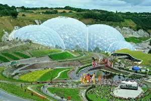 Chinese Pillow Collection: The Humid Tropics biome at the Eden Project, a huge global garden with large hot houses opened in