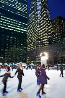 Related Images Framed Print Collection: Ice skating rink in Bryant Park at Christmas, Manhattan, New York City