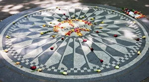 Central Park Canvas Print Collection: The Imagine Mosaic memorial to John Lennon who lived nearby at the Dakota Building