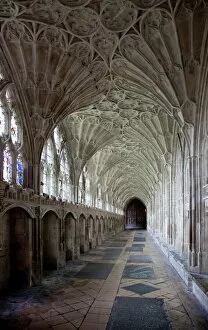 Cloisters Collection: Interior of cloisters with fan vaulting, Gloucester Cathedral, Gloucester