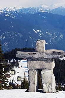 Site Of 2010 Winter Olympic Games Collection: An Inuit Inukshuk stone statue, Whistler mountain resort, venue of the 2010 Winter Olympic Games