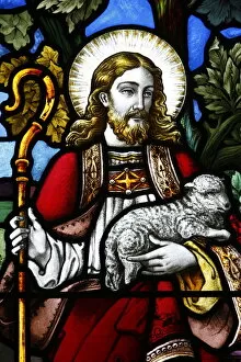 Churches Tote Bag Collection: Jesus the Good Shepherd, 19th century stained glass in St