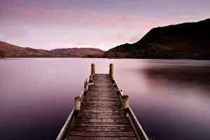 Ullswater Collection: Jetty on Ullswater at dawn, Glenridding Village, Lake District National Park