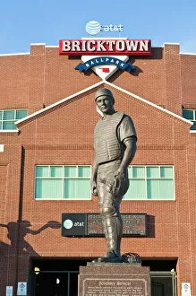 Sculpture Collection: Johnny Bench statue, Bricktown, Oklahoma City, Oklahoma, United States of America