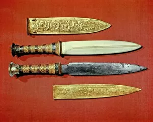 Pharaohs of Egypt Collection: The kings two daggers, one with a blade of gold, the other of iron