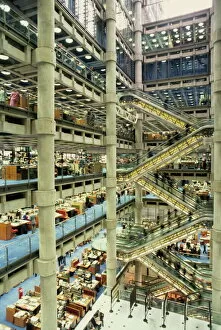 City of London Framed Print Collection: Large atrium in the Lloyds Building, designed by Richard Rogers, City of London