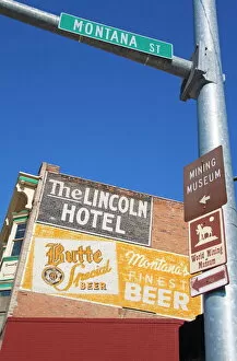Signs Metal Print Collection: The Lincoln Hotel, National Historic District, Butte, Montana, United States of America
