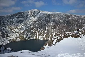 Related Images Collection: Llyn Cau and summit of Cader Idris in winter sun, Snowdonia National Park, Gwynedd, Wales