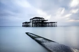 Brighton & Hove Premium Framed Print Collection: Long exposure image of Brightons derelict West Pier, Brighton, East Sussex, England