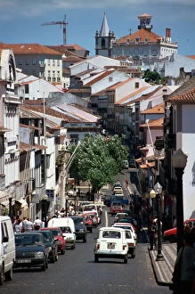 Azores Collection: Main street in Angra do Heroismo, Terceira, Azores, Portugal, Atlantic, Europe