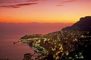 Monaco Premium Framed Print Collection: Monte Carlo at sunset, Monaco, Cote d Azur, Mediterranean, Europe