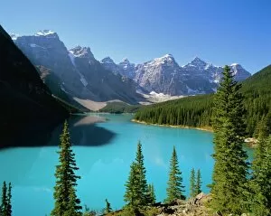 Related Images Cushion Collection: Moraine Lake, Valley of Ten Peaks, Banff National Park, Rocky Mountains, Alberta, Canada